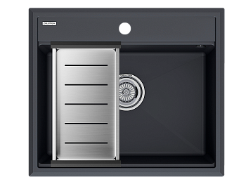 Кухонная мойка + коландер Paulmark PM115951-AN+A375-BS 59х51 цвет антрацит